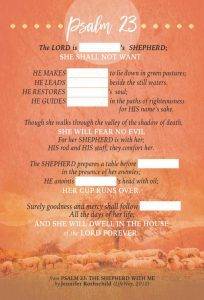 back side of safe psalm 23 scripture card