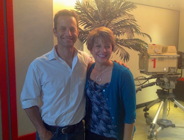 Kirk Cameron and Jennifer backstage at the studio.